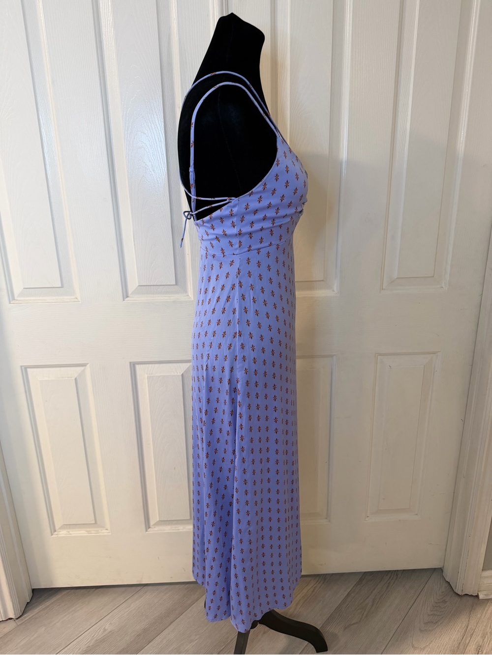 Free People Midi Slip Dress Lavender Print Tie Strap Sz 0 Party Sexy Boho Spring - Picture 5 of 16